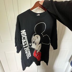 Vintage Disney Mickey Mouse Oversized Black Graphic Tee T-Shirt